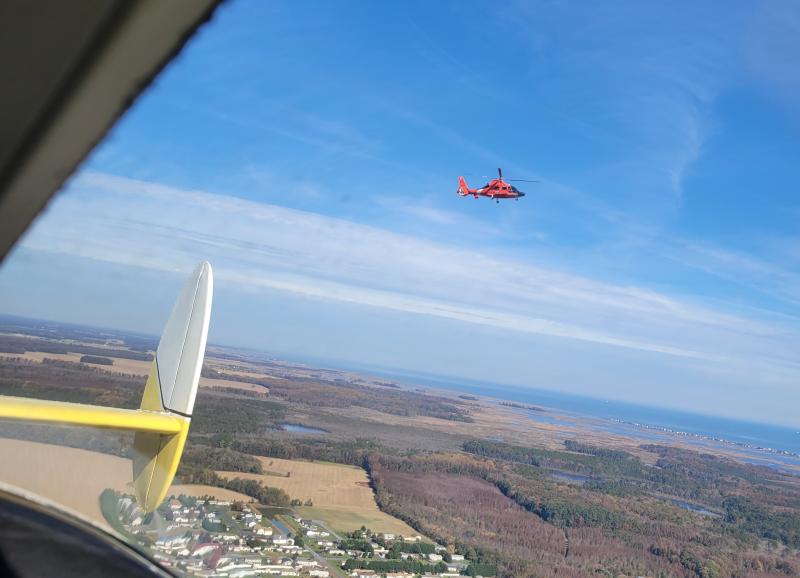 The Coast Guard helicopter followed Chirtea back to Eagle Crest Aerodrome to find out what was going on. SUBMITTED PHOTO